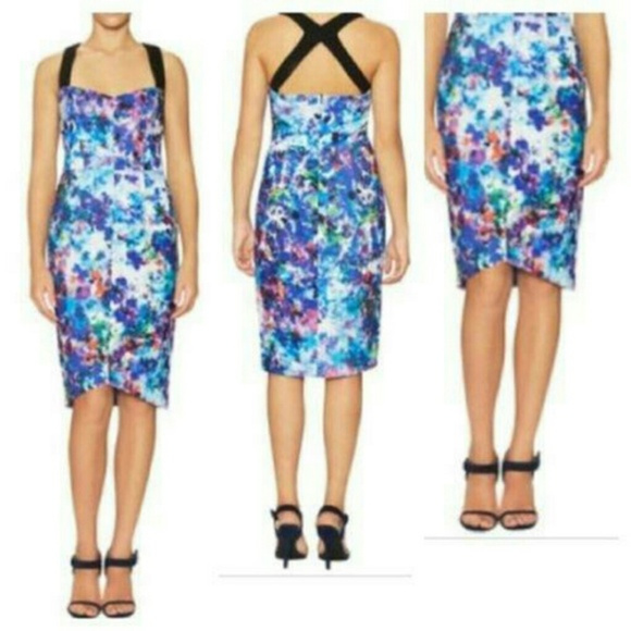 Black Halo Blue Floral Lopez Sheath Dress 2